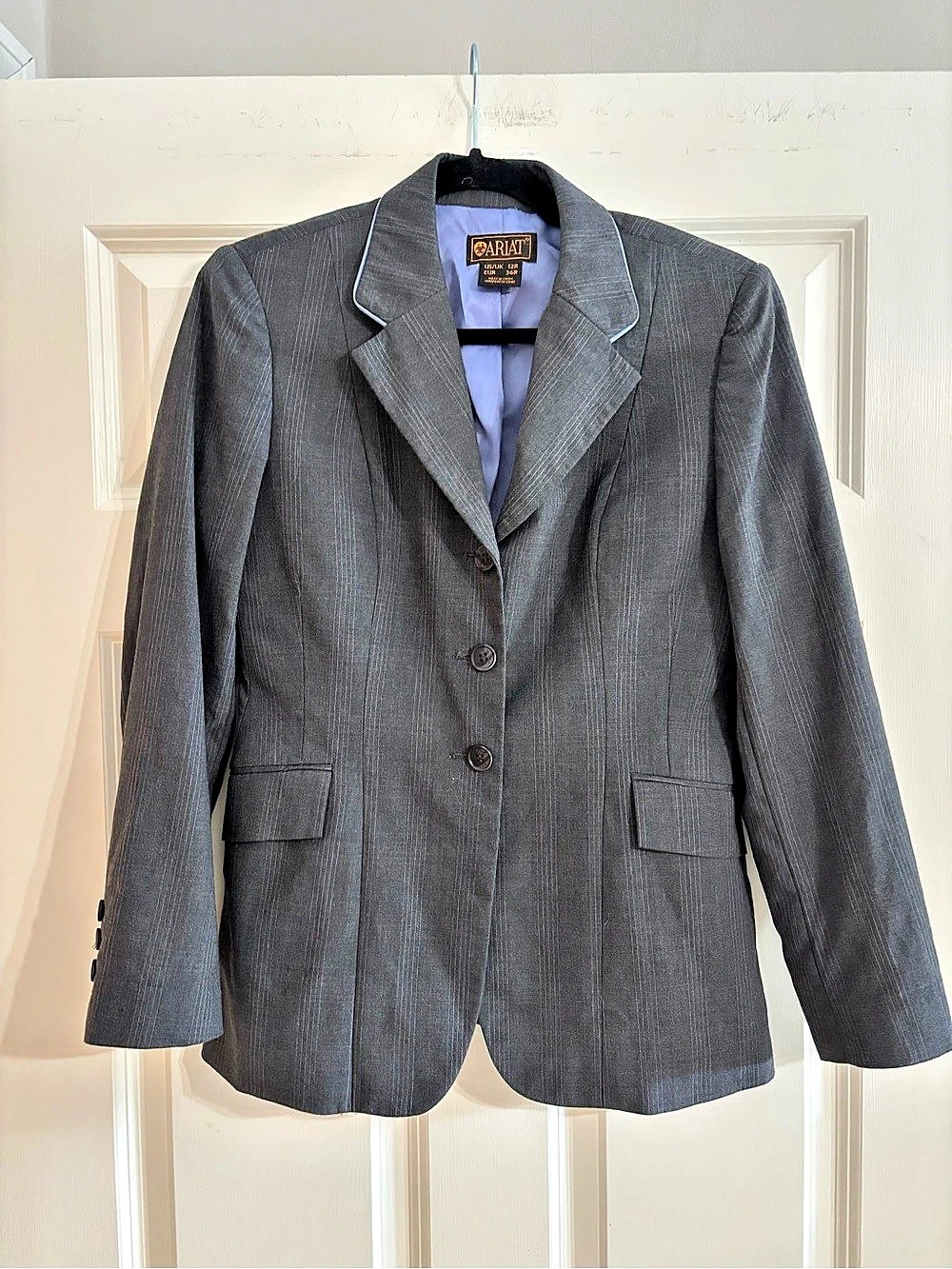Ariat Plaid Wool Blazer in Gray Size 12R Like New